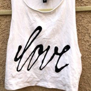 H&M Love cropped top White